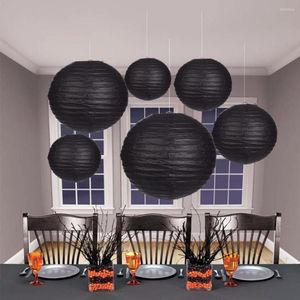 Décorations de noël Zilue 10 pcs/Lot lanterne en papier ronde couleur noire lampes fournisseurs de fête Halloween jours décoration de pâques