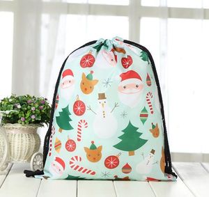 Bolsas con cordón de Navidad Mochila Impresión 3D Envoltura Bolsa de regalo Saco de Papá Noel Goody Treat Bolsas Bolsa deportiva Favores de fiesta Decoración Personalizar logotipo