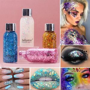 Yeux de Noël paillettes paillettes pour maquillage de scène Flash ombre à paupières visage cheveux corps Festival maquillage coloré fard à paupières Gel avec boîte