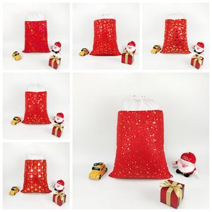 Sac cadeau de Noël Star Print Sac en coton de Noël Design personnalisé Faisceau de sacs à bonbons à grande bouche Accueil Cadeaux de fête Décoration 6 couleurs GYL120
