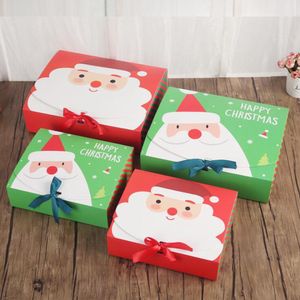 Coffret cadeau de Noël Boîtes d'emballage Sac 31 * 25 * 8 cm 24 * 19,5 * 7 cm Papier Père Noël Bonhomme de neige Bonbons Cookie Xms Ruban Pack Boîtes; Belles décorations de fête
