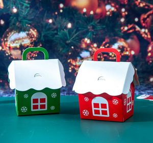 Caja de embalaje de regalo de Navidad Cajas de paquete de dulces para niños Decoración de fiesta de Navidad Organizadores de almacenamiento portátiles en forma de casa al por mayor