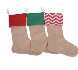 Calcetines de regalo de Navidad, medias colgantes de yute, bolsa de dulces de Papá Noel, suministros festivos para fiestas, 8 diseños opcionales BT1189