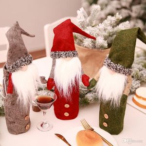 Noël Gnomes Couverture De Bouteille De Vin À La Main Suédois Tomte Gnomes Père Noël Bouteille Toppers Sacs Maison De Vacances Décorations FY3322 0821