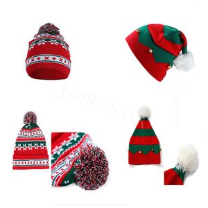 Gorro de Navidad con copos de nieve, gorro tejido de Navidad, decoración navideña, gorro de lana para adultos y niños DB139