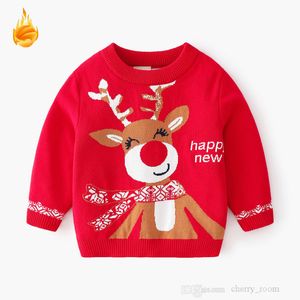 Navidad niños suéter de punto Otoño invierno niños Navidad alce tejido jersey niños niñas algodón lana dibujos animados suéter casual tops S1764