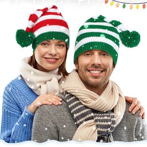 Gorro de lana de punto navideño para hombres y mujeres con pompón, gorro de mago de cola larga, gorro de punto de regalo de Navidad