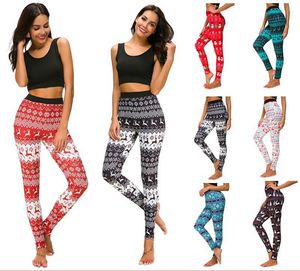 Leggings navideños Pantalones elásticos de copo de nieve Elk Xmas Deer Print Medias Pantalones Mujer Casual Pantalones multicolores Diseñador Ropa de mujer YL566