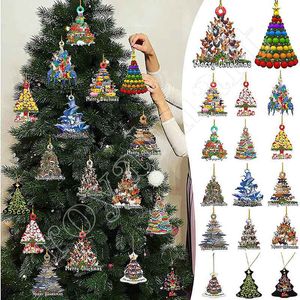 Adornos navideños Decoraciones colgantes Regalos Producto Familia personalizada Árbol de Navidad de madera Decoración Colgantes