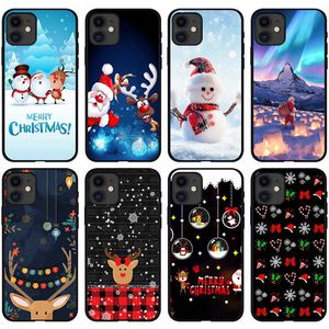 Christmas Phone Case Festival Thème pour iPhone 14 Plus Pro Max Noël Merry Santa Claus Hat Tree Snowman Snowman Flexible Soft TPU Shell iPhone14 13 12 11 8 7 Couverture de mode