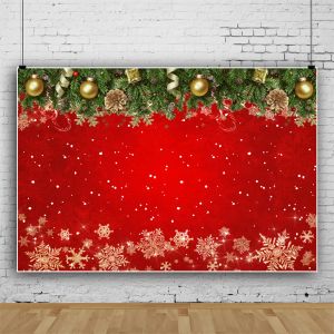 Christmas Photo Trop. Hiver Snowflake Photography Backdrop Red Red Merry Photography Background Ornaments Photo Booth Accessoires
