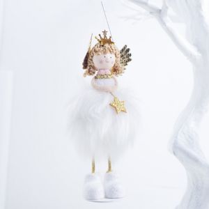 Ornements de poupée d'ange en peluche de Noël poupée de Posture suspendue en peluche argentée avec décoration de bonhomme de neige couronne dorée pour la maison de Noël