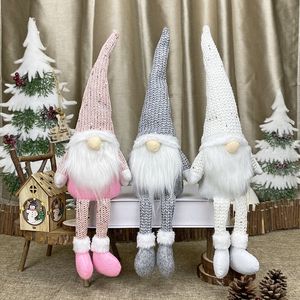Jouets en peluche de Noël, poupées géométriques décoratives de style nordique, décorations de Noël, poupée de vieil homme sans visage, ornements de fenêtre, rose, gris, blanc