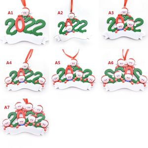 Árbol de Navidad adorno personalizado resina DIY nombre árbol de Navidad colgante colgante 2022 familia 1-7 cabezas