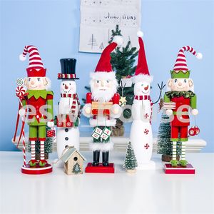 Navidad Santa Claus Cascanueces muñeco de nieve de madera figura oficina decoración del hogar