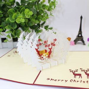 Chariot de noël en forme de cerf de père noël, carte de vœux créative 3D, sculpture sur papier, artisanat, arbre de noël ajouré, souhaits de vacances
