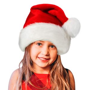 Sombrero de Papá Noel de Navidad, fiesta de año nuevo rojo, gorro de Papá Noel clásico de terciopelo Unisex para niños adultos