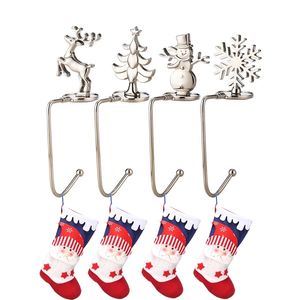 Ganchos para calcetines de Navidad, ciervo, copo de nieve, muñeco de nieve, árbol de Navidad, Clips de Metal dorado y plateado, suministros de decoración para fiesta de Navidad