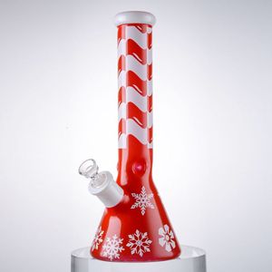 Style de Noël Xmas Narguilé Bécher Bongs En Verre Grand Tube Droit Pince À Glace Huile Dab Rigs Conduites D'eau En Verre Épais 18mm Joint Femelle Avec Bol En Bas