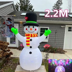 Christmas Toy 22M Snowman Inflatable Model Rotating LED Light Green Gloves Bet Props Home Accessories Holiday Decoration 231122