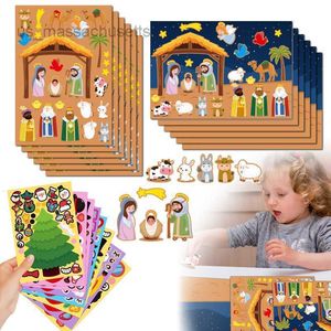 Christmas Toy Children DIY Puzzle Scenes Stickers Nativity Christmas Halloween Sticker Games Make a Sticker Toys Kids Boys Girls Funny Gifts L221110