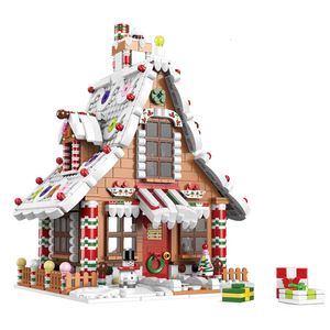 Fournitures de jouets de noël, Village d'hiver, scène de noël, maison en pain d'épice, blocs de construction, modèle d'action pour enfants, modèle de jouets, cadeau 231129
