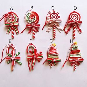 Décoration d'arbre de Noël Ornement Simulé Argile douce Lollipop Rouge Blanc Candy Cane Arbre Pendentifs Décor de Noël pour la maison RRA465
