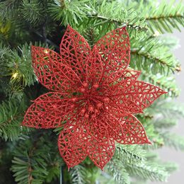 Simulación de la decoración del árbol de Navidad Flor del adorno del ornamento del árbol del árbol colgante Decoraciones navideñas PVC para el hogar NaviDad