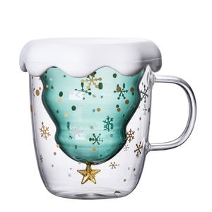 Arbre de Noël Verre Coupe Tasses Résistant À La Chaleur Double Couche Lunettes Bottes Petit Déjeuner Avoine Lait Tasse Personnalisé Tasse À Boire Cadeau GGA2689