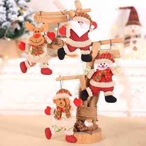 Adorno colgante para árbol de Navidad bailando Santa muñeco de nieve alce oso en forma de Navidad hogar tienda ventana decoraciones