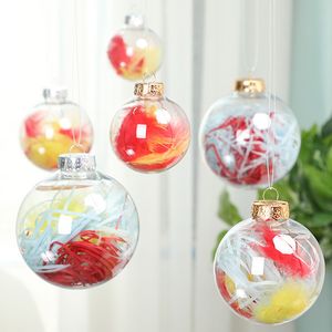 Adornos navideños para árboles, bola redonda vacía de plástico transparente, adorno para árbol de Navidad colgante DIY, suministros para manualidades de 6/8/10CM