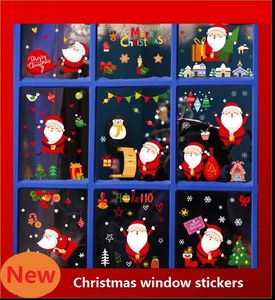 Pegatina estática de PVC para ventana de Navidad, ventanas para el hogar de Navidad, pegatinas de Papá Noel de cristal de pared de escamas grandes