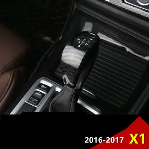 Autocollant décoratif de pommeau de levier de vitesse de Console de style chromé, pour BMW X1 2016 – 17, accessoires d'intérieur en Fiber de carbone