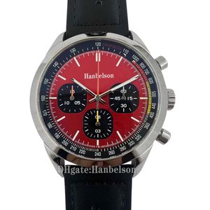 Cronógrafo Reloj para hombre Top Vintage Racing dial Cuarzo MIYOTA MOVIMIENTO Cara roja Correa de cuero negro Diseñador 46 mm Reloj de pulsera masculino 5 colores