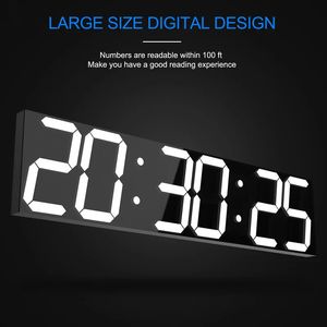 ChuHan 3D grand écran minuterie numérique surdimensionné LED affichage horloge murale 6 chiffres chronomètre télécommande alarme Unique 240106