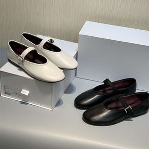The Row New Ballet Shoes Minimalism One Word Strap Mary Jane Womens Shoes Flat Bottom-Bott Grandma Shoes the Row Shoes