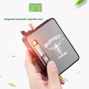 Encendedor de cigarrillos Mini llama fija HORNET conjunto de caja de Metal desplegable automático diseño de tubo pop dispositivo de tubo recargable
