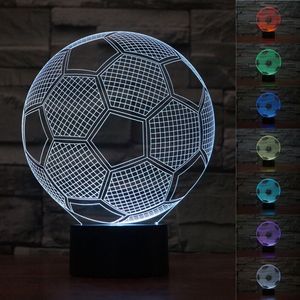 Luces nocturnas Círculo Deporte Fútbol Fútbol Lámpara de ilusión óptica 3D 7 colores Cambiar botón táctil y 15 teclas Control remoto Escritorio de mesa LED