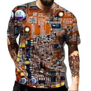 Circuit imprimé puce électronique T-shirt unisexe été décontracté Cool à manches courtes haut hommes femmes Harajuku Streetwear surdimensionné T-shirt