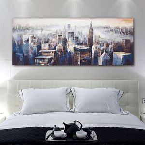 Lienzo abstracto de ciudad, pintura de pared, imágenes artísticas para sala de estar, dormitorio, cabecera, pintura decorativa moderna, sin marco