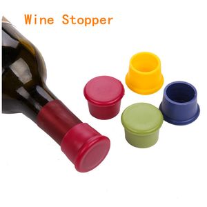 Ventes chaudes Simple style occidental Bouchons de bouteille de vin en silicone Outils de barre de cuisine Bleu, café, vert, rouge, jaune