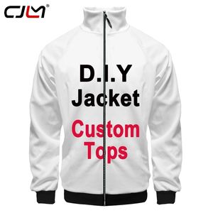CJLM 3D moda personalizada impresión cremallera soporte chaqueta hombres mujeres gota mayoristas personalidad nombre imagen cualquier Color abrigo 220713
