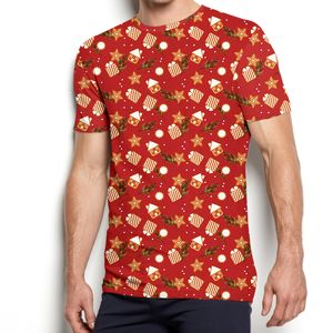 CJLM Camiseta de manga corta para hombre roja Casa de regalo de Navidad Camiseta impresa en 3D Dibujos animados Geométrico Graffiti Camiseta de verano 5XL 220623