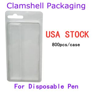 Clamshell Packaging USA STOCK para 2ML 1ml Paquete de blister de pluma Vape desechable Paquete de vaporizadores para bolígrafos Tarjeta de papel OEM Personalizar logotipo disponible 800 unids / lote