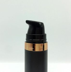 Classic 15ml Frosted Black Plastic Airless Pump Bottle Tamaño de viaje Envases cosméticos recargables para loción Crema para ojos Esencia Limpiador facial