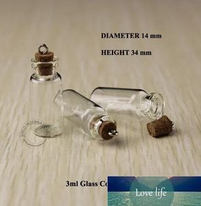Classique 3ml Mini petites bouteilles en verre flacons bocaux avec bouchons décoratifs bouteille de tube à essai en verre bouché avec liège pour pendentifs mini 50pcs