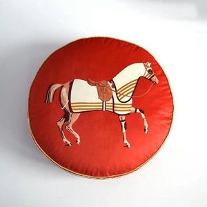 Classique 45 cm Housse de Coussin Cheval Imprimer Plancher Rond Indien Taie d'oreiller Décorer Lin Velours Coussin Coton Couverture Jeter Corps Designer 2023070717