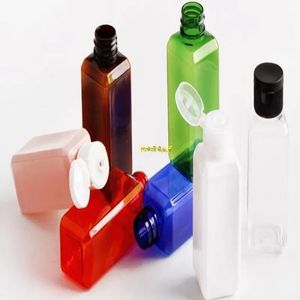 Classique 50ml (1 2 / 3OZ) Couleurs assorties Remplissage de bouteilles en plastique pour animaux de compagnie Bouteilles d'échantillons carrées avec bouchon à rabat facile Vente en gros