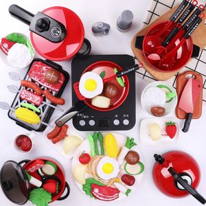 Classic Children Kitchen Toy China Cookware Hot Pot Kids Pretend Cook Play Toy Simulation Kitchen Utensils Toys Kids Girls Red LJ201009
