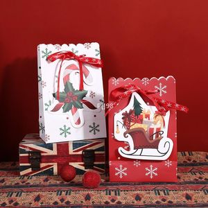 Bolsa de regalo de Navidad clásica Bolsas de papel de caramelo Envoltura de cumpleaños Arco Copo de nieve LLD10931